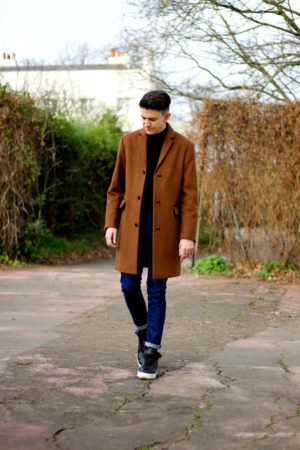 topman brown wool overcoat